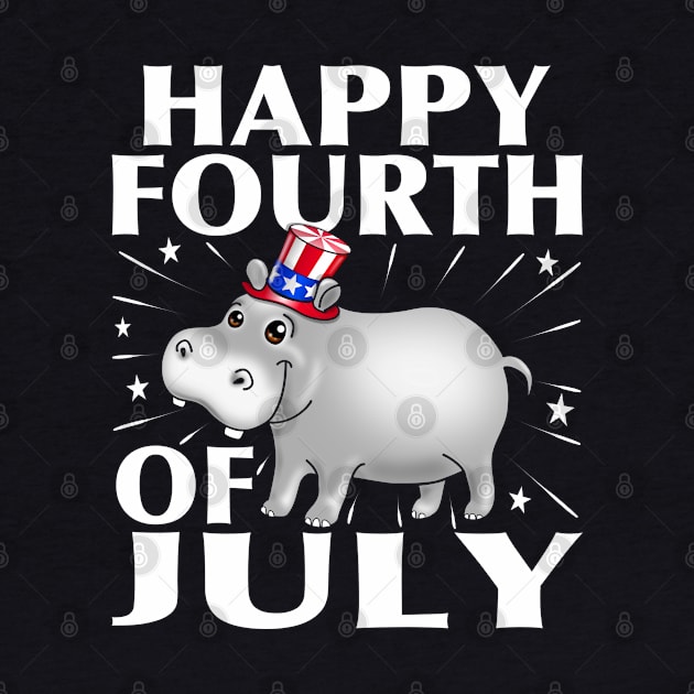 Happy 4th of July USA Patriotic Hippo by PnJ